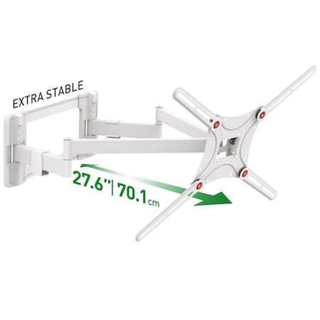 Barkan Barkan 13 - 90 inch Full Motion - 4 Movement Long Dual Arm Flat / Curved TV Wall Mount White BM464LW